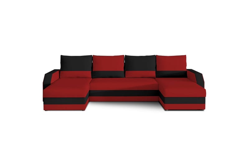 Hörnsoffa Eltap Marion 312x143x88 cm - Alova 46, Alova 04, Röd, Svart - Möbler - Vardagsrum - Bäddsoffor - U bäddsoffa