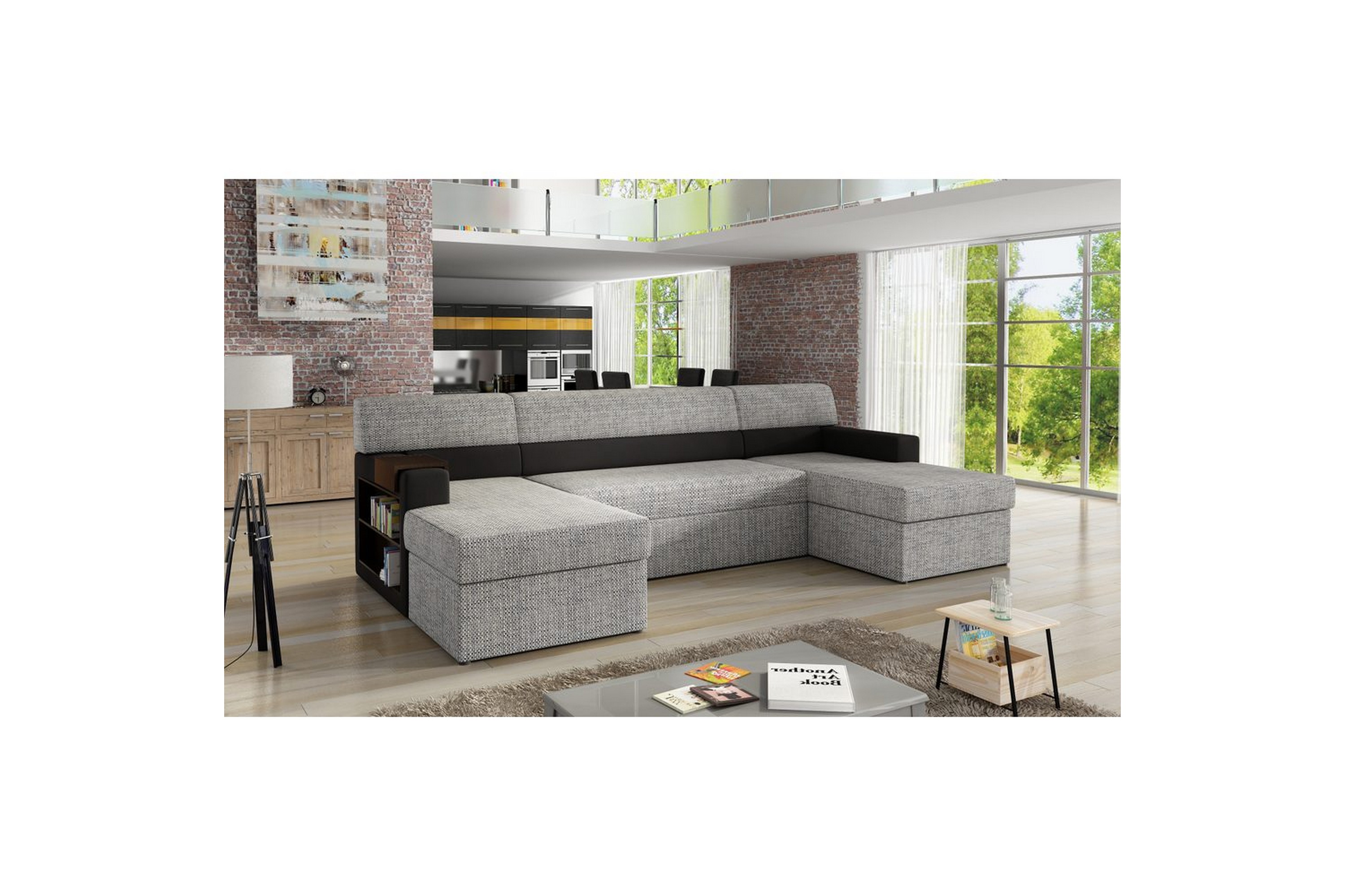 hörnsoffa eltap markos 310x159x90 cm - berlin 01, soft 11, grå, svart, vänster