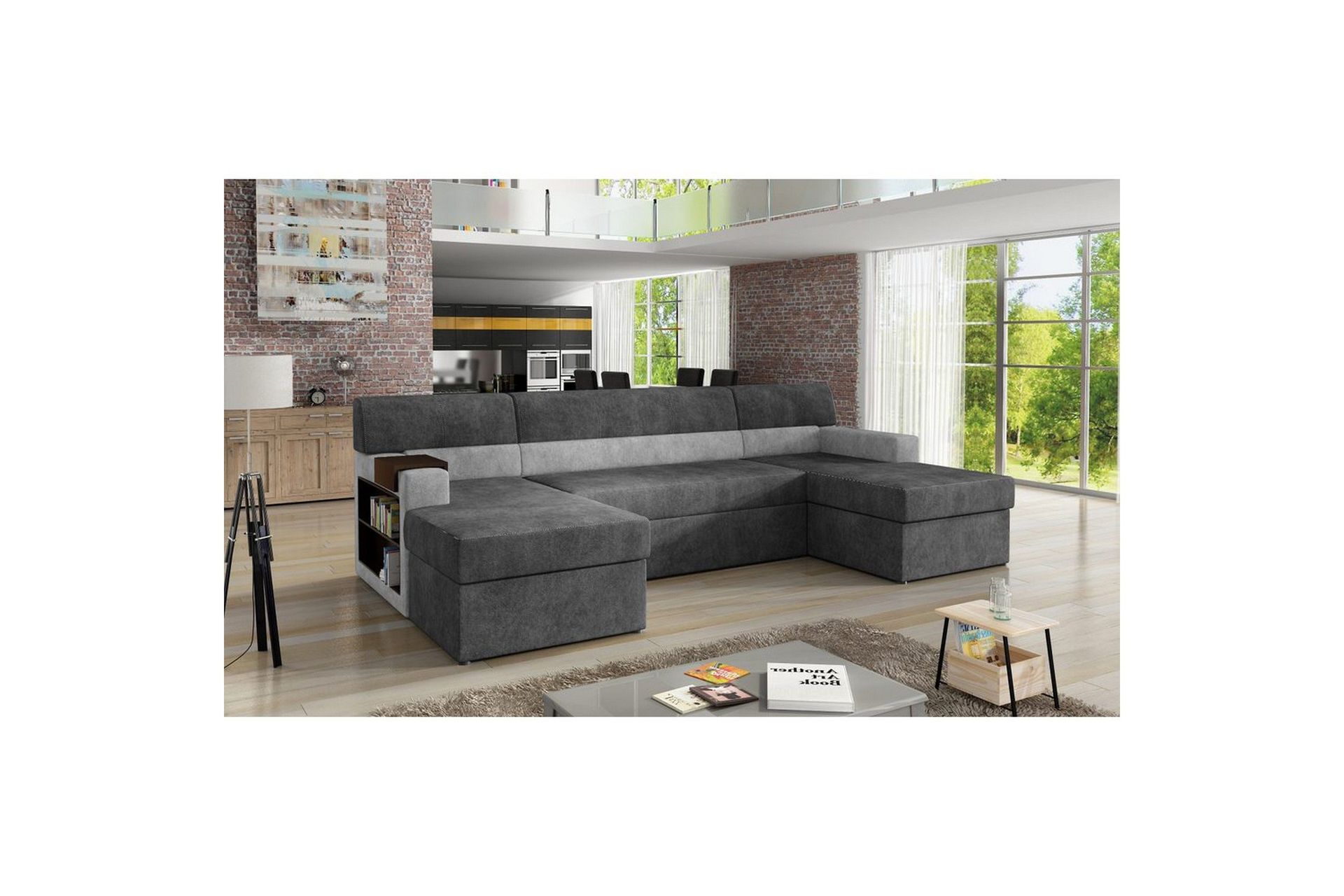 H&ouml;rnsoffa Eltap Markos 310x159x90 cm - Dora 95, Dora 90, M&ouml;rkgr&aring;, Gr&aring;, V&auml;nster