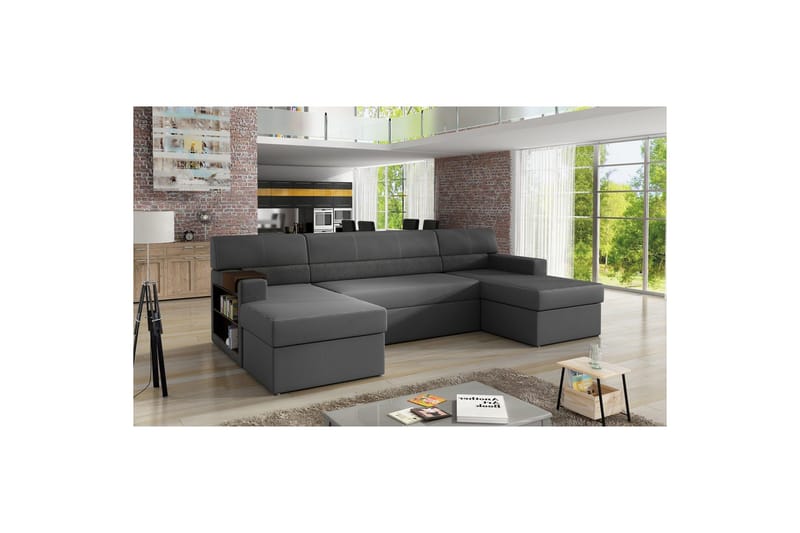Hörnsoffa Eltap Markos 310x159x90 cm - Soft 29, Dora 96, Grå, Svart, Vänster - Möbler - Vardagsrum - Bäddsoffor - U bäddsoffa