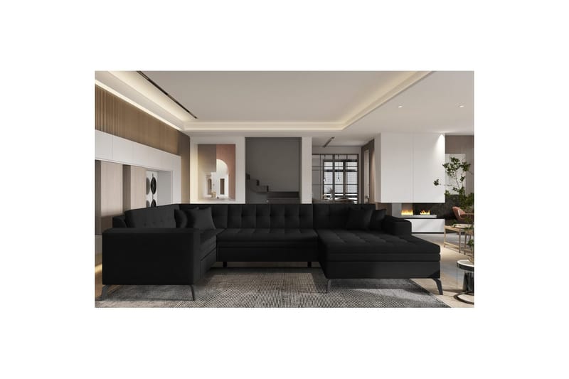 Hörnsoffa Eltap Montez 340x180x93 cm - Flores 10, Svart, Höger - Möbler - Vardagsrum - Bäddsoffor - Hörnbäddsoffa