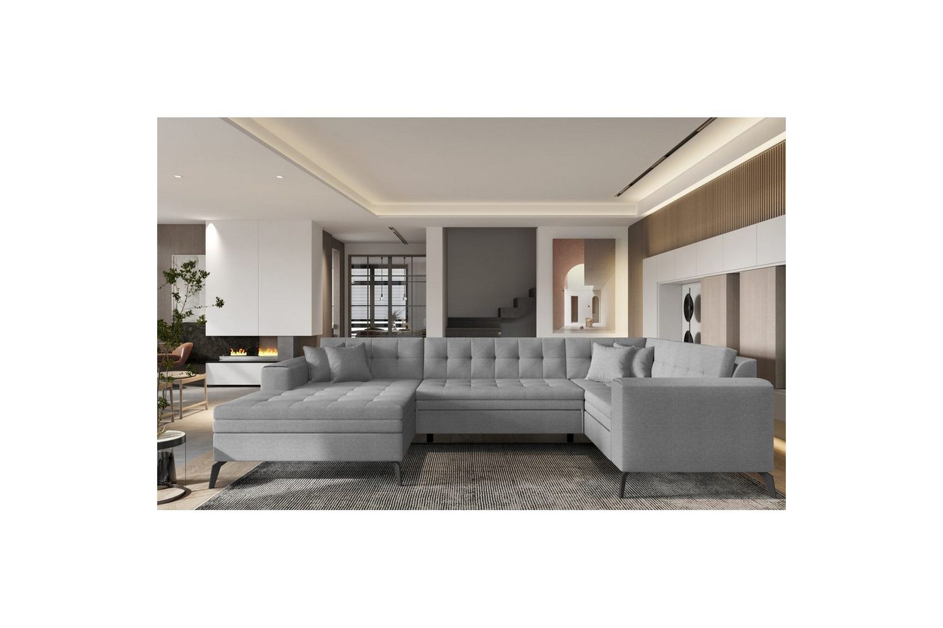 hörnsoffa eltap montez 340x180x93 cm - flores 4, ljusgrå, vänster