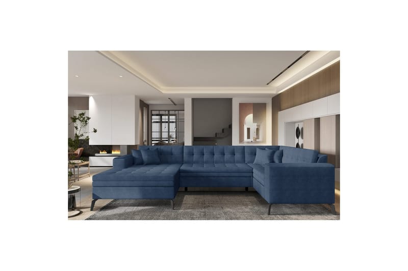 Hörnsoffa Eltap Montez 340x180x93 cm - Gojo 40, Blå, Vänster - Möbler - Vardagsrum - Bäddsoffor - Hörnbäddsoffa