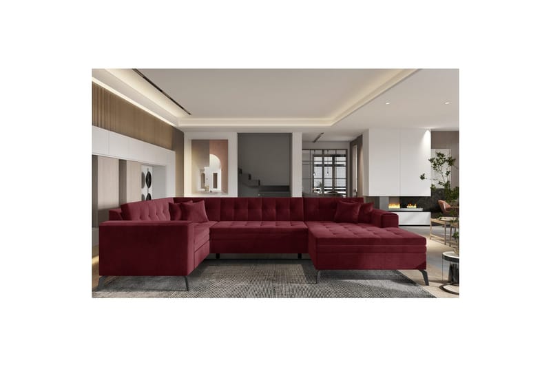 Hörnsoffa Eltap Montez 340x180x93 cm - Loco 25, Röd, Höger - Möbler - Vardagsrum - Bäddsoffor - Hörnbäddsoffa