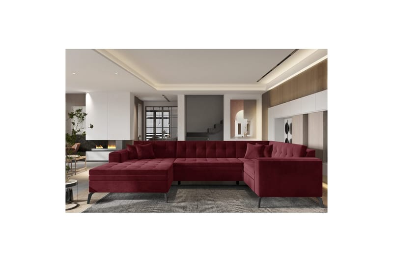 Hörnsoffa Eltap Montez 340x180x93 cm - Loco 25, Röd, Vänster - Möbler - Vardagsrum - Bäddsoffor - Hörnbäddsoffa