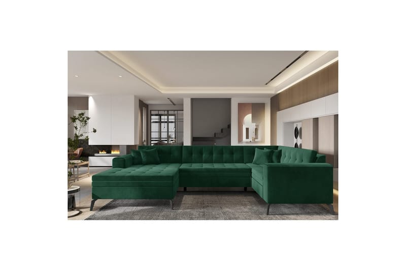 Hörnsoffa Eltap Montez 340x180x93 cm - Loco 35, Mörkgrön, Vänster - Möbler - Vardagsrum - Bäddsoffor - Hörnbäddsoffa