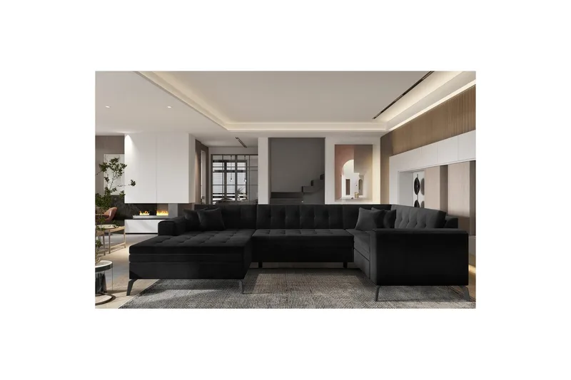 Hörnsoffa Eltap Montez 340x180x93 cm - Lukso 10, Svart, Vänster - Möbler - Vardagsrum - Bäddsoffor - Hörnbäddsoffa