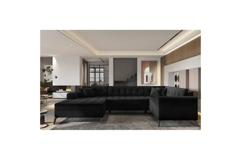 Hörnsoffa Eltap Montez 340x180x93 cm - Lukso 10, Svart, Vänster - Möbler - Vardagsrum - Bäddsoffor - Hörnbäddsoffa