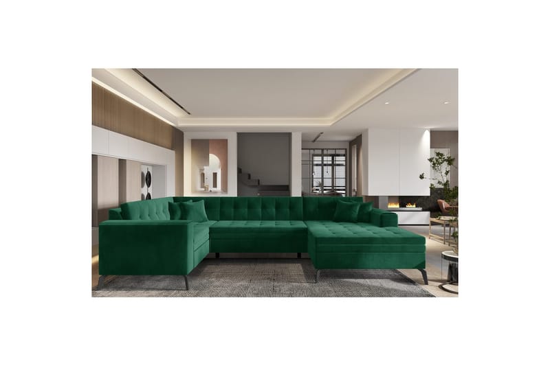 Hörnsoffa Eltap Montez 340x180x93 cm - Lukso 35, Mörkgrön, Höger - Möbler - Vardagsrum - Bäddsoffor - Hörnbäddsoffa