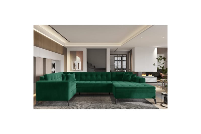 Hörnsoffa Eltap Montez 340x180x93 cm - Lukso 35, Mörkgrön, Höger - Möbler - Vardagsrum - Bäddsoffor - Hörnbäddsoffa