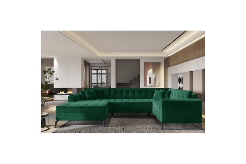 Hörnsoffa Eltap Montez 340x180x93 cm - Lukso 35, Mörkgrön, Vänster - Möbler - Vardagsrum - Bäddsoffor - Hörnbäddsoffa