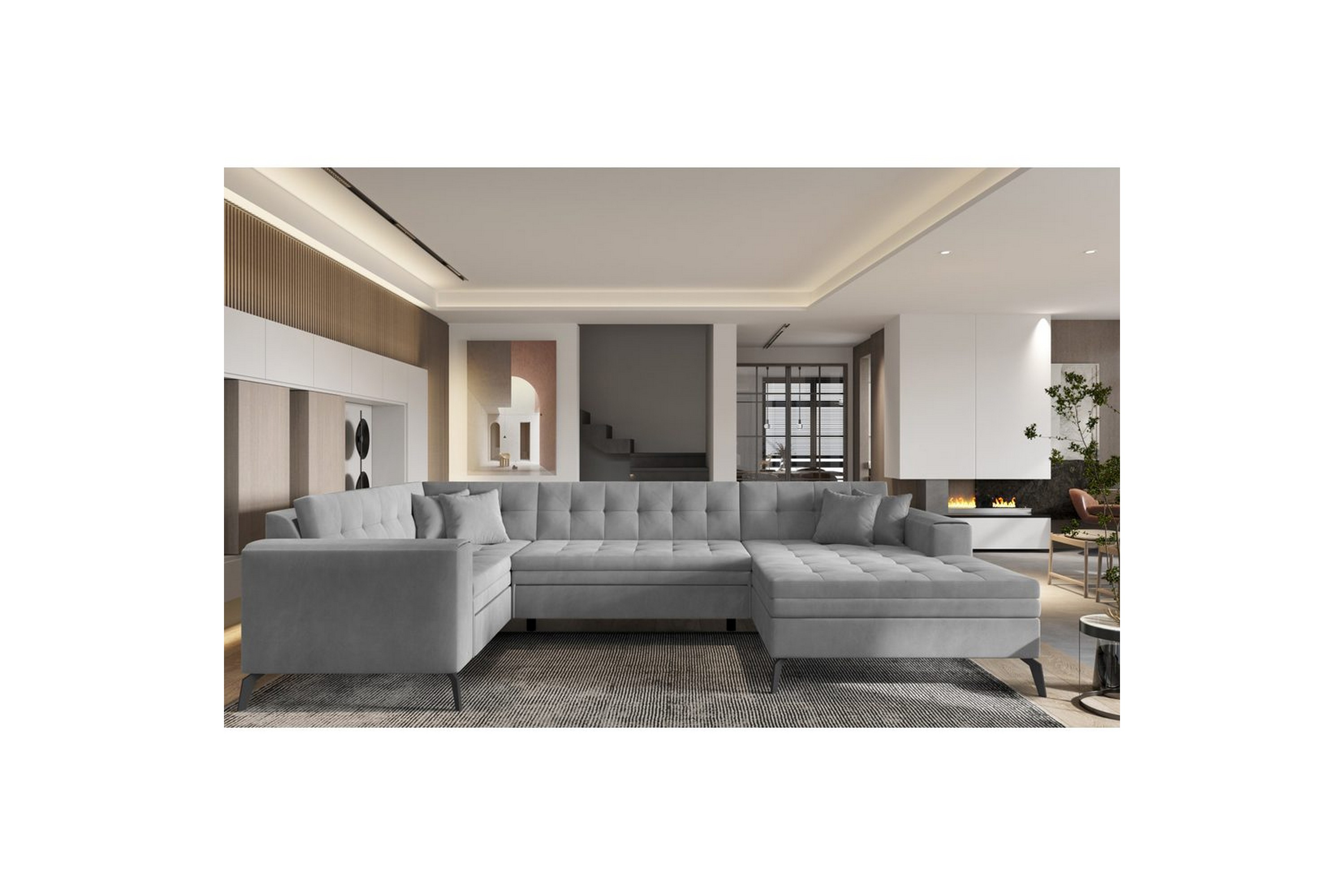 hörnsoffa eltap montez 340x180x93 cm - nube 3, ljusgrå, höger