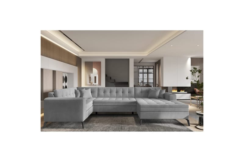 Hörnsoffa Eltap Montez 340x180x93 cm - Nube 3, Ljusgrå, Höger - Möbler - Vardagsrum - Bäddsoffor - Hörnbäddsoffa
