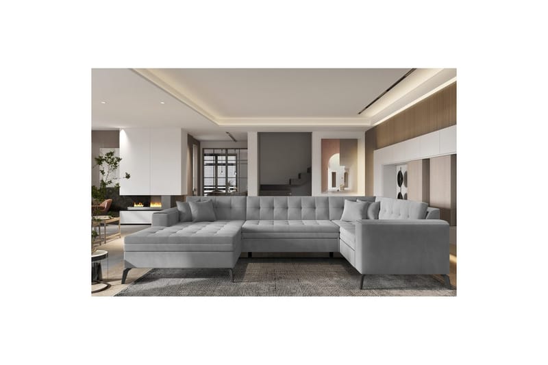 Hörnsoffa Eltap Montez 340x180x93 cm - Nube 3, Ljusgrå, Vänster - Möbler - Vardagsrum - Bäddsoffor - Hörnbäddsoffa