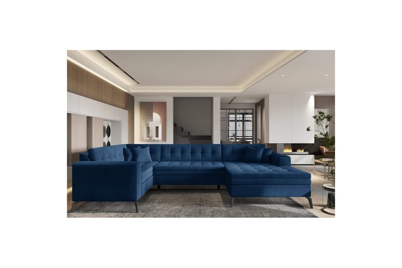 Hörnsoffa Eltap Montez 340x180x93 cm - Nube 40, Blå, Höger - Möbler - Vardagsrum - Bäddsoffor - Hörnbäddsoffa
