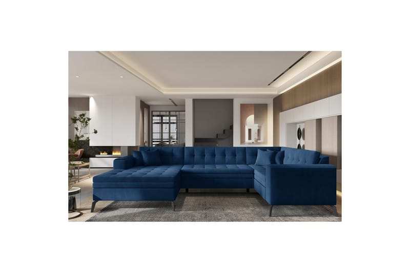 Hörnsoffa Eltap Montez 340x180x93 cm - Nube 40, Blå, Vänster - Möbler - Vardagsrum - Bäddsoffor - Hörnbäddsoffa