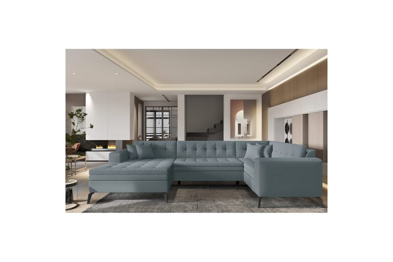 Hörnsoffa Eltap Montez 340x180x93 cm - Savoi 100, Grå, Vänster - Möbler - Vardagsrum - Bäddsoffor - Hörnbäddsoffa