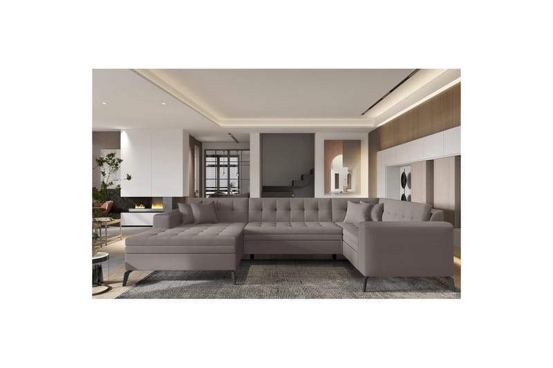 Hörnsoffa Eltap Montez 340x180x93 cm - Savoi 7, Beige, Vänster - Möbler - Vardagsrum - Bäddsoffor - Hörnbäddsoffa