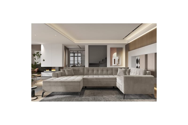 Hörnsoffa Eltap Montez 340x180x93 cm - Sola 18, Beige, Vänster - Möbler - Vardagsrum - Bäddsoffor - Hörnbäddsoffa