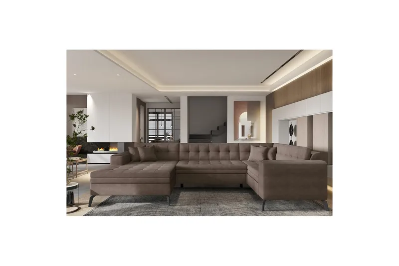 Hörnsoffa Eltap Montez 340x180x93 cm - Poco 22, Brun, Vänster - Möbler - Vardagsrum - Bäddsoffor - Hörnbäddsoffa