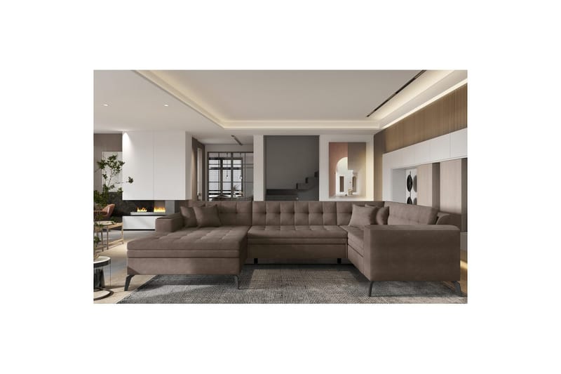 Hörnsoffa Eltap Montez 340x180x93 cm - Poco 22, Brun, Vänster - Möbler - Vardagsrum - Bäddsoffor - Hörnbäddsoffa