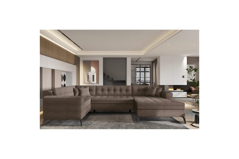 Hörnsoffa Eltap Montez 340x180x93 cm - Poco 22, Brun, Höger - Möbler - Vardagsrum - Bäddsoffor - Hörnbäddsoffa