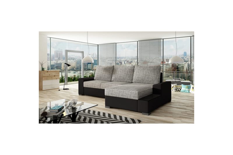 Hörnsoffa Eltap Negro 245x165x90 cm - Berlin 01, Soft 11, Grå, Svart, Höger - Möbler - Vardagsrum - Bäddsoffor