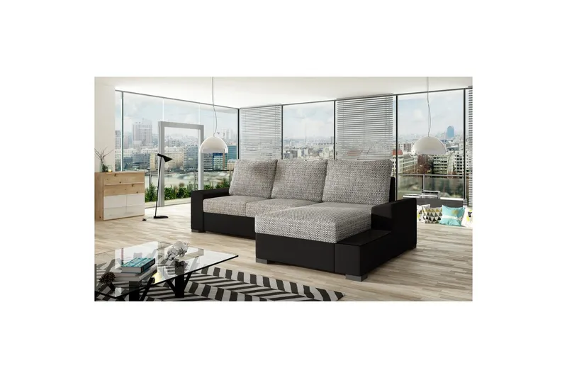 Hörnsoffa Eltap Negro 245x165x90 cm - Berlin 01, Soft 11, Grå, Svart, Höger - Möbler - Vardagsrum - Bäddsoffor