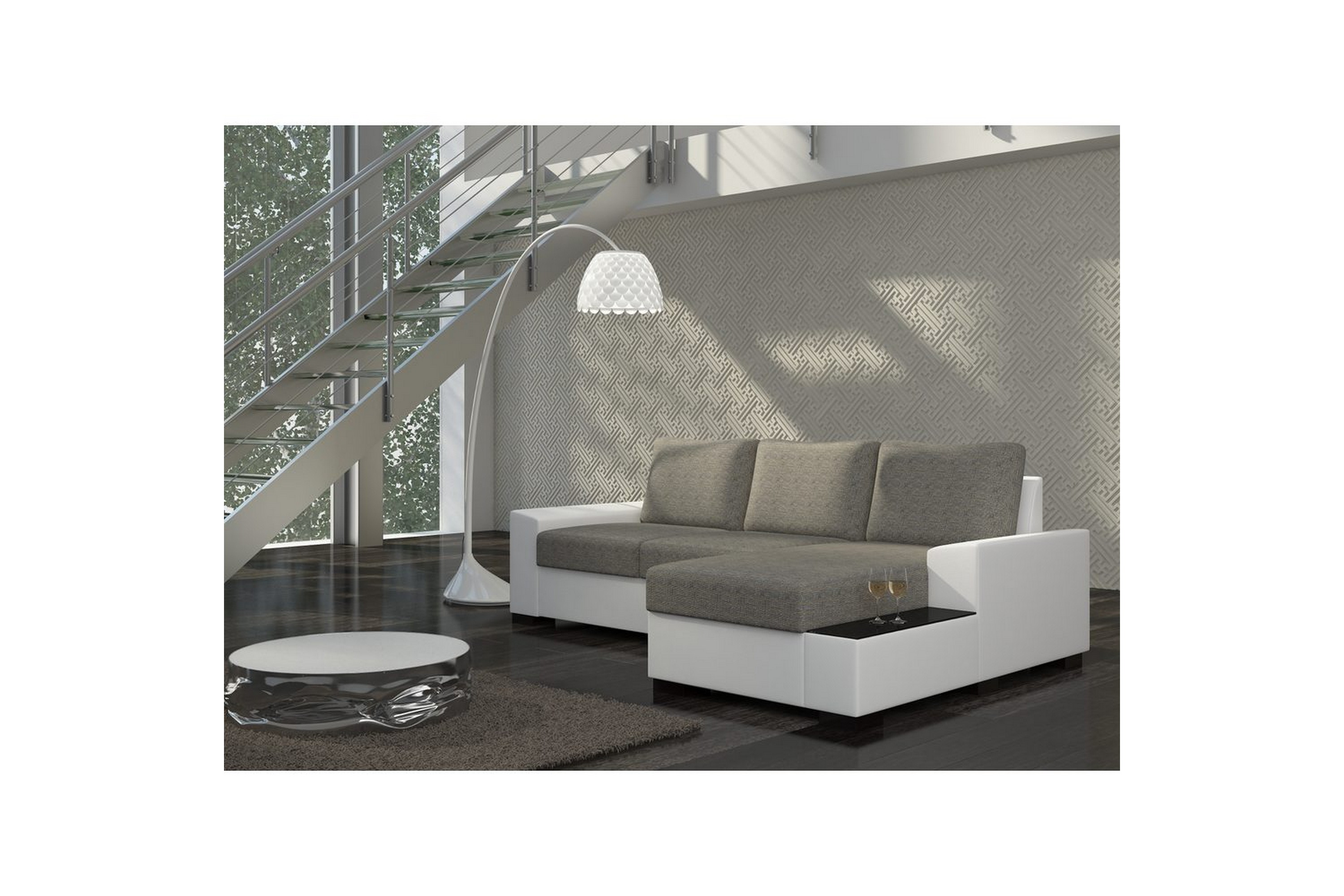 hörnsoffa eltap negro 245x165x90 cm - berlin 01, soft 17, grå, vit, höger