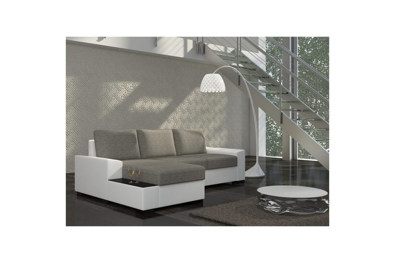 Hörnsoffa Eltap Negro 245x165x90 cm, Berlin 01, Soft 17, Grå, Vit, Vänster