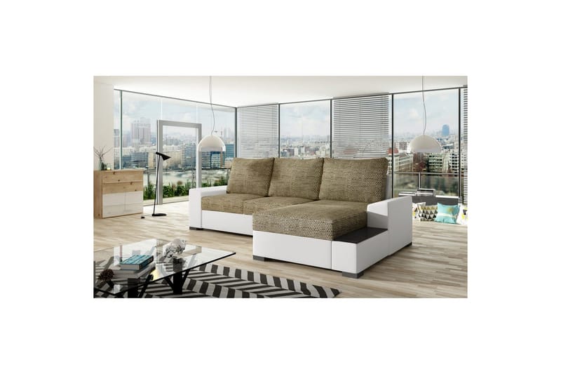 Hörnsoffa Eltap Negro 245x165x90 cm - Berlin 03, Soft 17, Beige, Vit, Höger - Möbler - Vardagsrum - Bäddsoffor