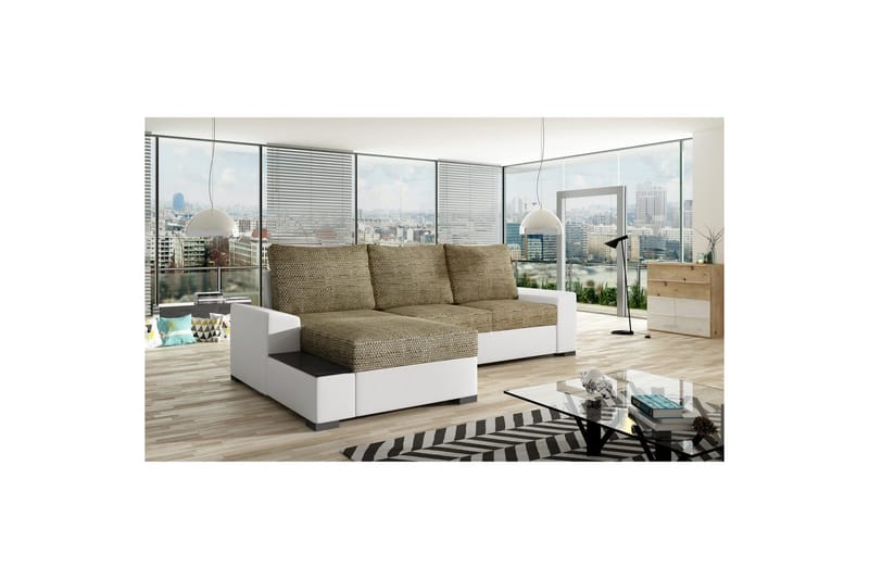 Hörnsoffa Eltap Negro 245x165x90 cm, Berlin 03, Soft 17, Beige, Vit, Vänster