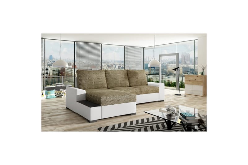 Hörnsoffa Eltap Negro 245x165x90 cm, Berlin 03, Soft 17, Beige, Vit, Vänster