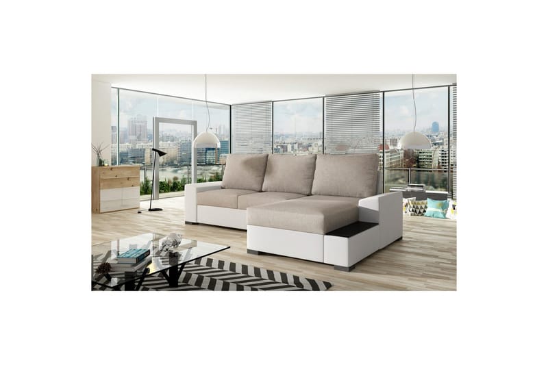 Hörnsoffa Eltap Negro 245x165x90 cm - Dora 21, Soft 17, Beige, Vit, Höger - Möbler - Vardagsrum - Bäddsoffor