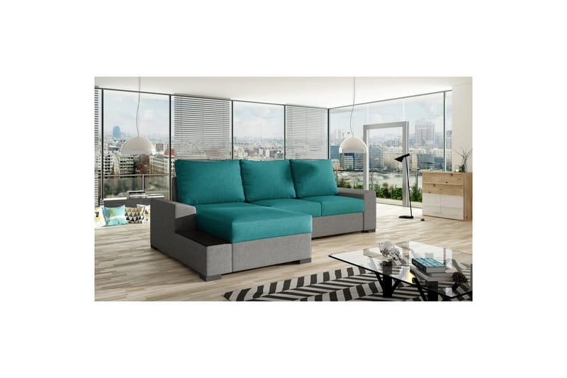 Hörnsoffa Eltap Negro 245x165x90 cm, Dora 85, Dora 90, Mörkgrön, Grå, Vänster