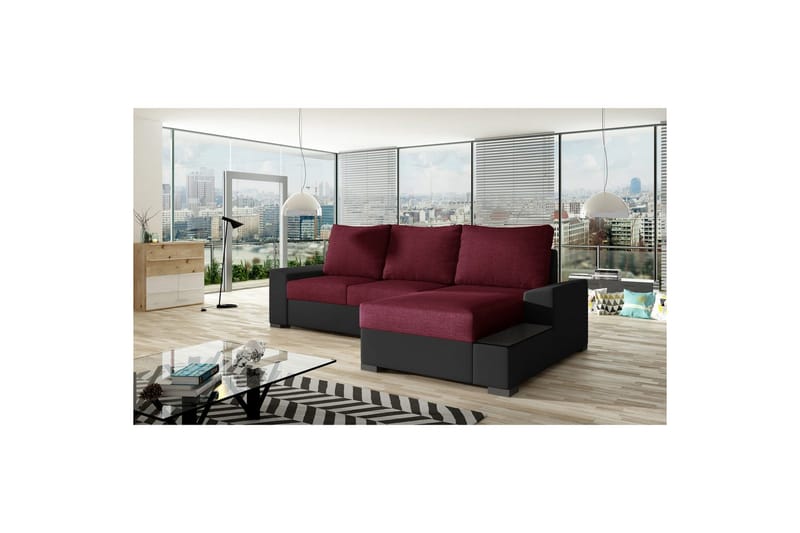 Hörnsoffa Eltap Negro 245x165x90 cm - Malmo 63, Soft 11, Röd, Svart, Höger - Möbler - Vardagsrum - Bäddsoffor