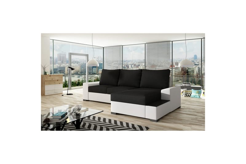 Hörnsoffa Eltap Negro 245x165x90 cm - Sawana 14, Soft 17, Svart, Vit, Höger - Möbler - Vardagsrum - Bäddsoffor