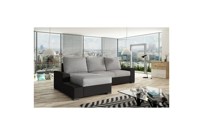 Hörnsoffa Eltap Negro 245x165x90 cm, Sawana 21, Soft 11, Grå, Svart, Vänster