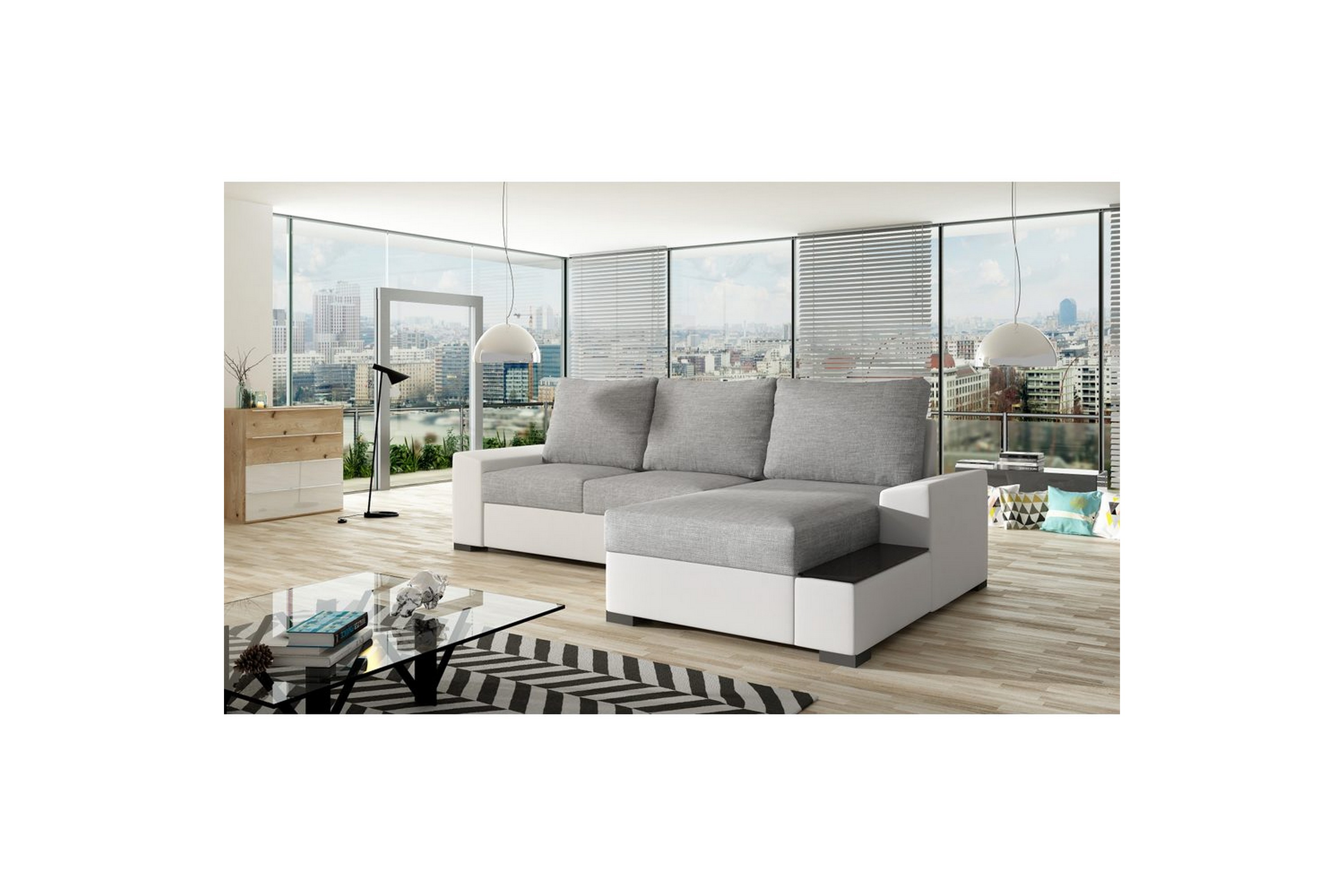 hörnsoffa eltap negro 245x165x90 cm - sawana 21, soft 17, grå, vit, höger