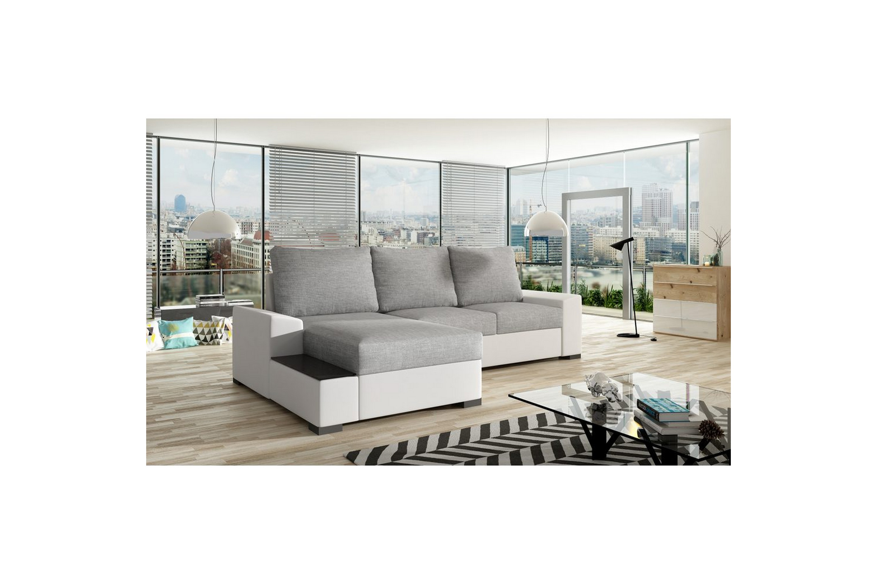 hörnsoffa eltap negro 245x165x90 cm - sawana 21, soft 17, grå, vit, vänster