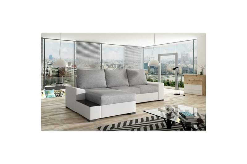 Hörnsoffa Eltap Negro 245x165x90 cm, Sawana 21, Soft 17, Grå, Vit, Vänster