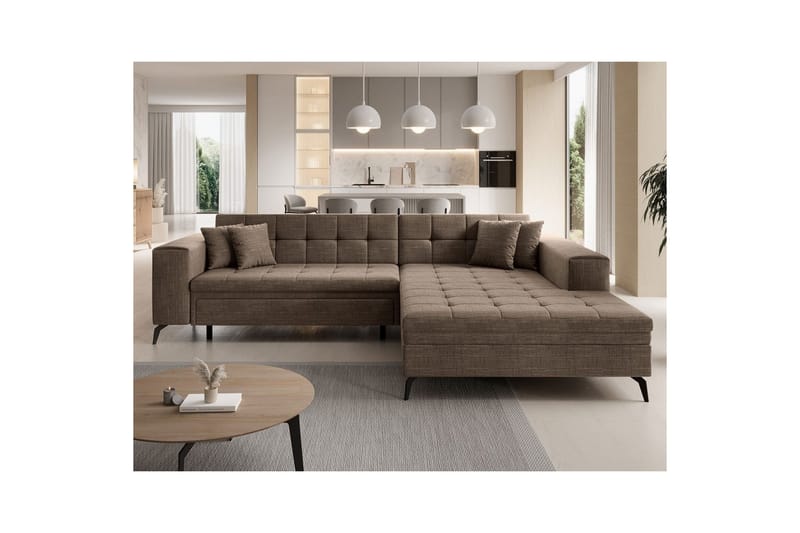 Hörnsoffa Eltap Solange 292x196x84 cm - Berlin 03, Beige, Höger - Möbler - Vardagsrum - Bäddsoffor