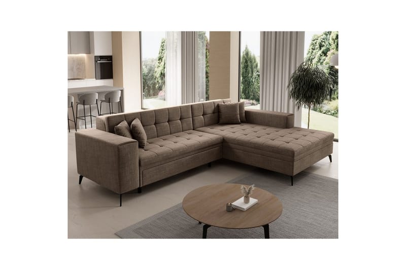 Hörnsoffa Eltap Solange 292x196x84 cm - Berlin 03, Beige, Höger - Möbler - Vardagsrum - Bäddsoffor
