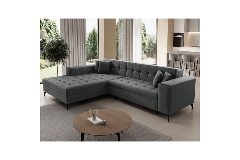 Hörnsoffa Eltap Solange 292x196x84 cm - Inari 96, Mörkgrå, Vänster - Möbler - Vardagsrum - Bäddsoffor