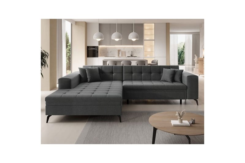 Hörnsoffa Eltap Solange 292x196x84 cm - Inari 96, Mörkgrå, Vänster - Möbler - Vardagsrum - Bäddsoffor