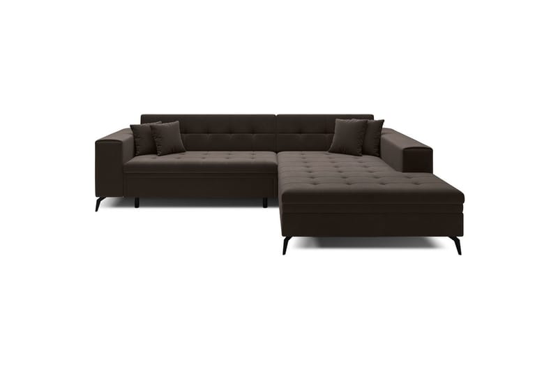 Hörnsoffa Eltap Solange 292x196x84 cm - Mat Velvet 29, Mörkbrun, Höger - Möbler - Vardagsrum - Bäddsoffor