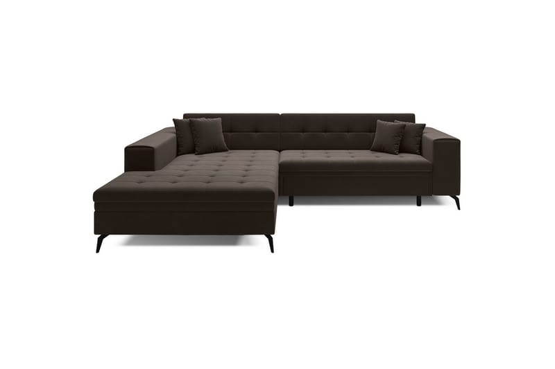 Hörnsoffa Eltap Solange 292x196x84 cm - Mat Velvet 29, Mörkbrun, Vänster - Möbler - Vardagsrum - Bäddsoffor