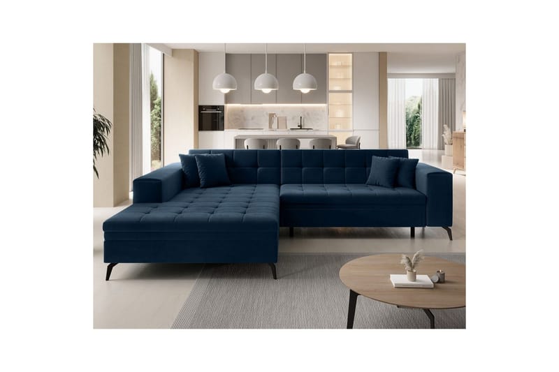 Hörnsoffa Eltap Solange 292x196x84 cm - Monolith 77, Mörkblå, Vänster - Möbler - Vardagsrum - Bäddsoffor