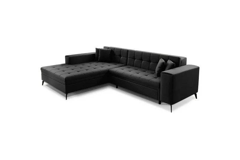Hörnsoffa Eltap Solange 292x196x84 cm - Sawana 14, Svart, Vänster - Möbler - Vardagsrum - Bäddsoffor