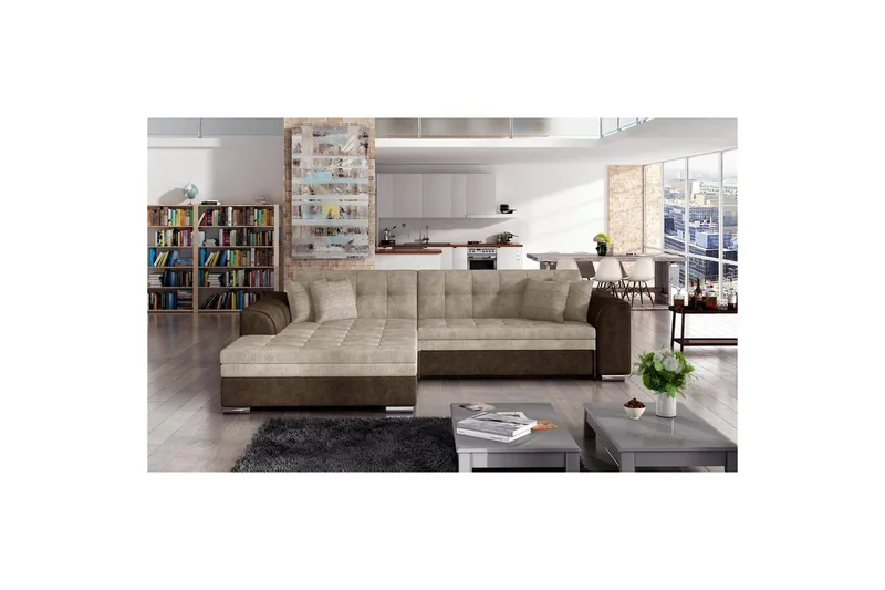 Hörnsoffa Eltap Sorento 296x194x78 cm - Dora 22, Dora 28, Beige, Vänster - Möbler - Vardagsrum - Bäddsoffor